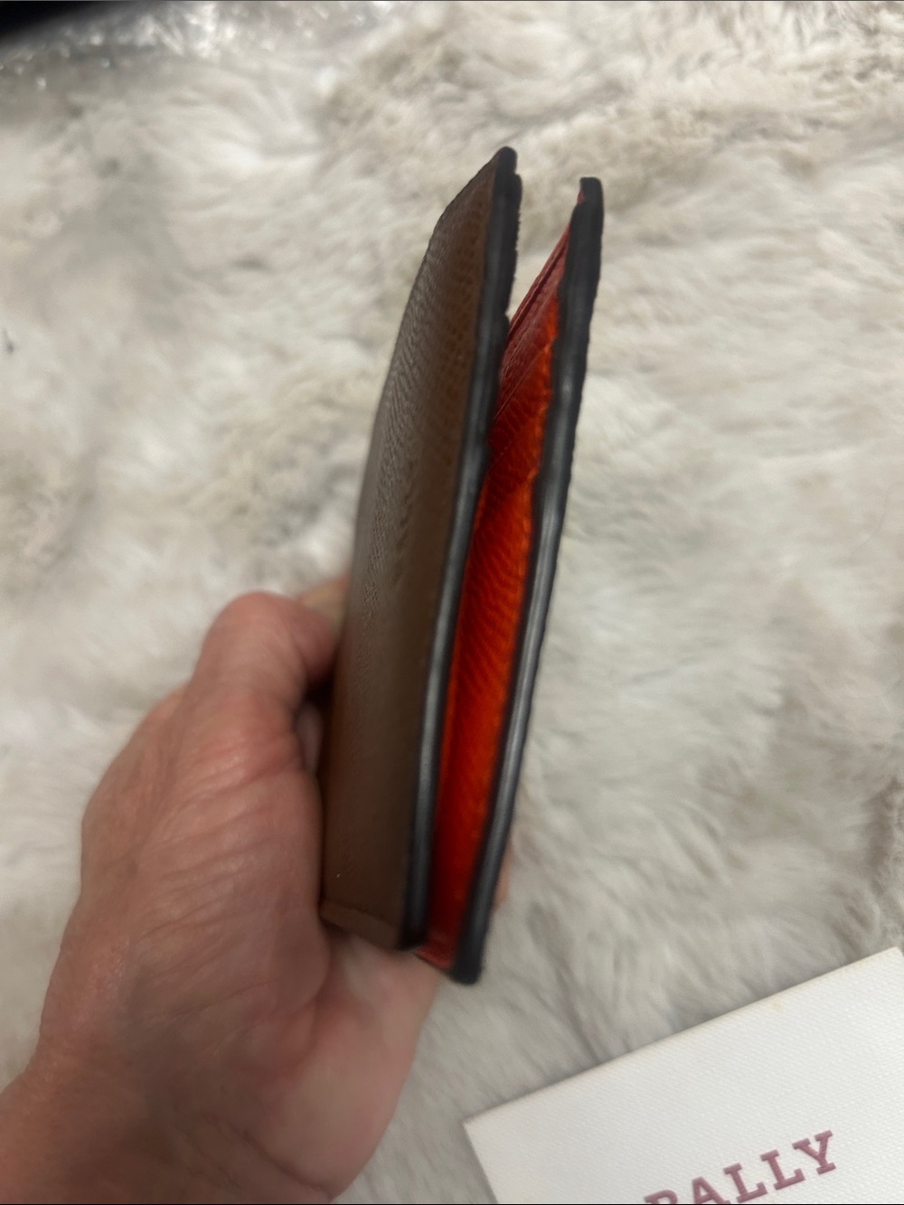 Bally brown and orange pebbled leather bifold wallet NWOT Retails $350-$480 - Picture 15 of 15